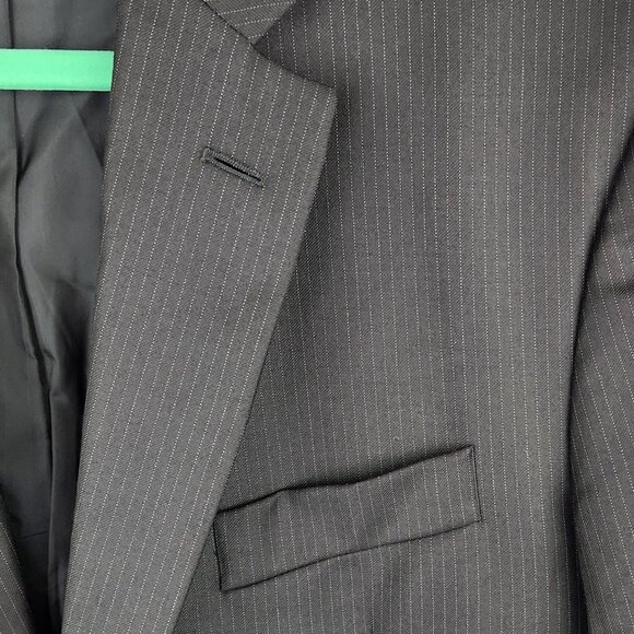 Brooks Brothers 1818 Milano Slim Saxxon Wool Blazer Black Pinstripe 42L - Picture 5 of 15